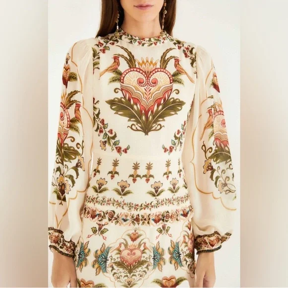 Farm Rio Cream Majestic Hearts Maxi Dress - Picture 5 of 8